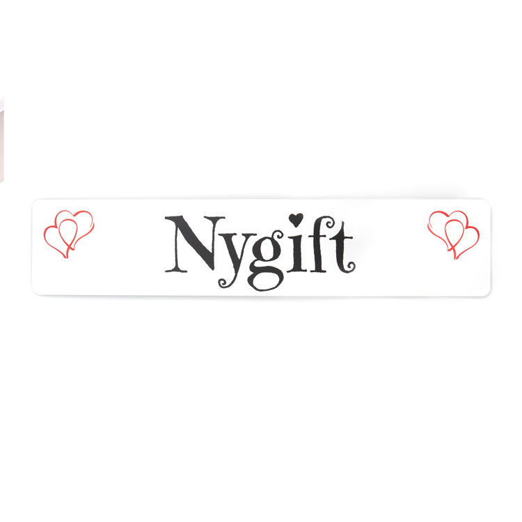 Nygiftskilt hvit plate