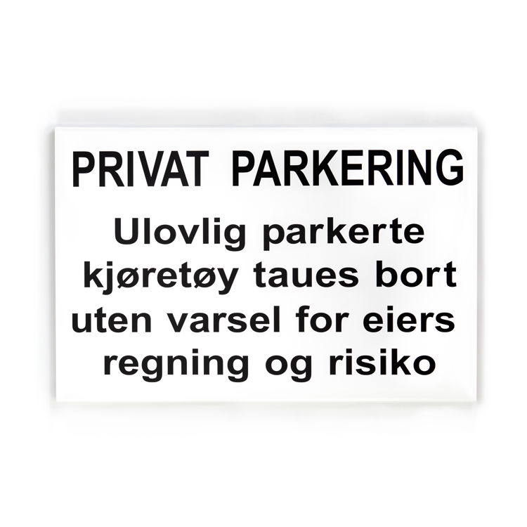 Privat parkering med undertekst -for stolpe