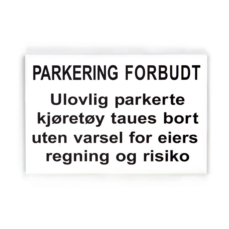 Parkering forbudt med undertekst -for stolpe